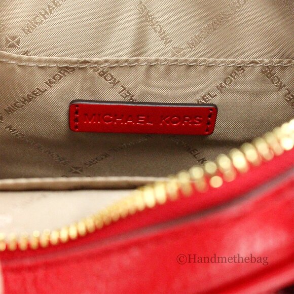 NEW Michael Kors Jet Set Travel Med North South Chain Crossbody Bag Bright Red - Picture 6 of 7